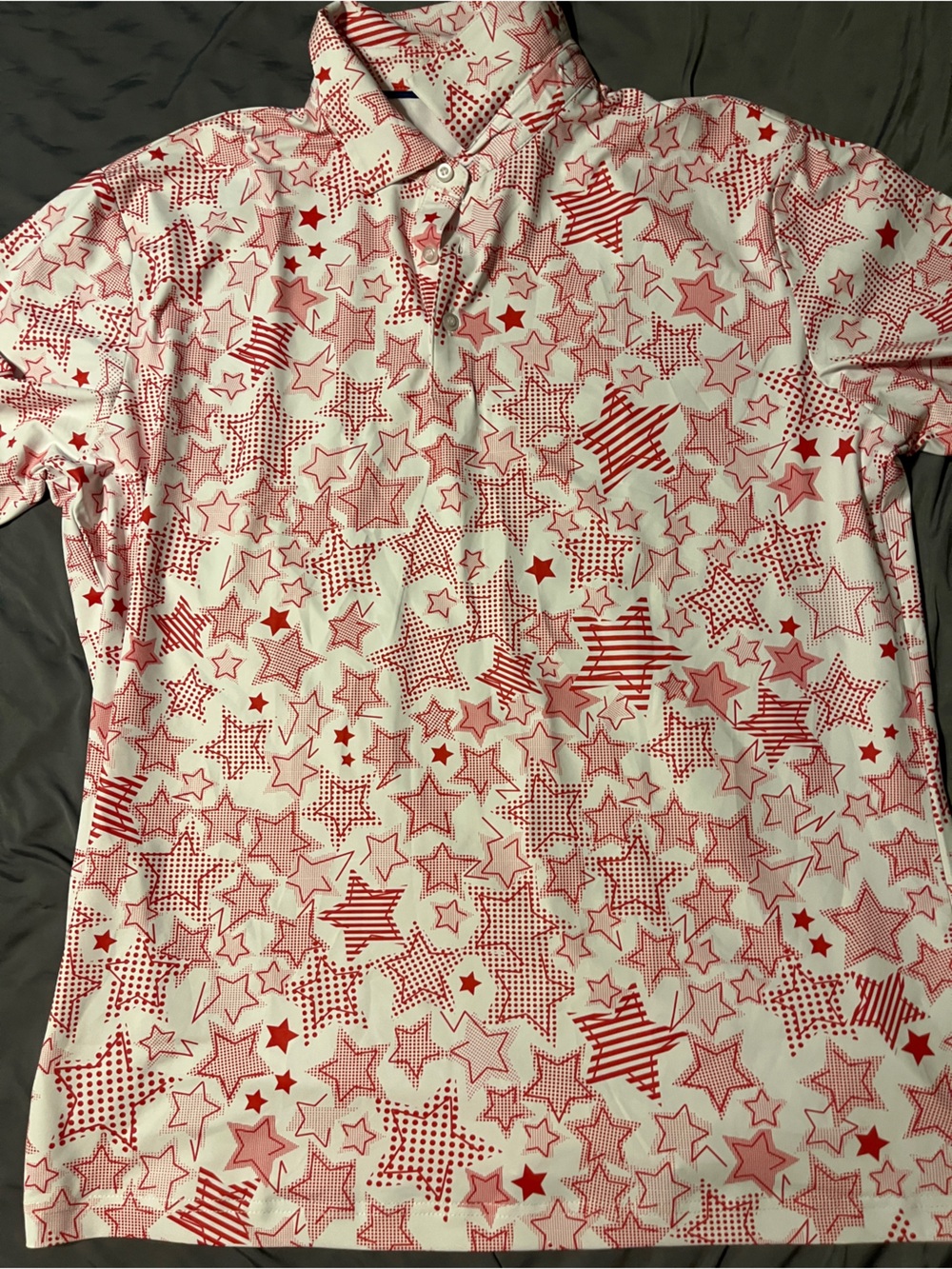 Pink Star Print Polo